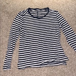 madewell navy blue and white stripe shirt -medium